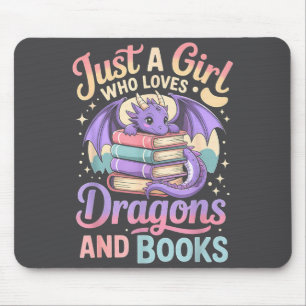 Alfombrilla De Ratón Sólo Una Chica Que Ama Los Dragones Y Los Libros F