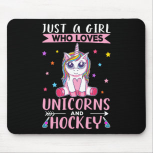 Alfombrilla De Ratón Solo una chica que ama los unicornios y el hockey 