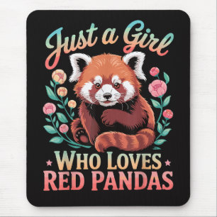 Alfombrilla De Ratón Sólo una chica que ama pandas rojos