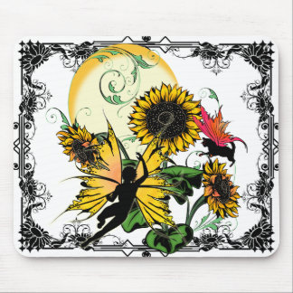 Alfombrilla De Ratón Sombra de girasol Hada y Gato Cósmico