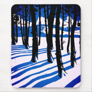 Alfombrilla De Ratón Sombras de Bosque Invernal – Naturaleza Mínima Azu