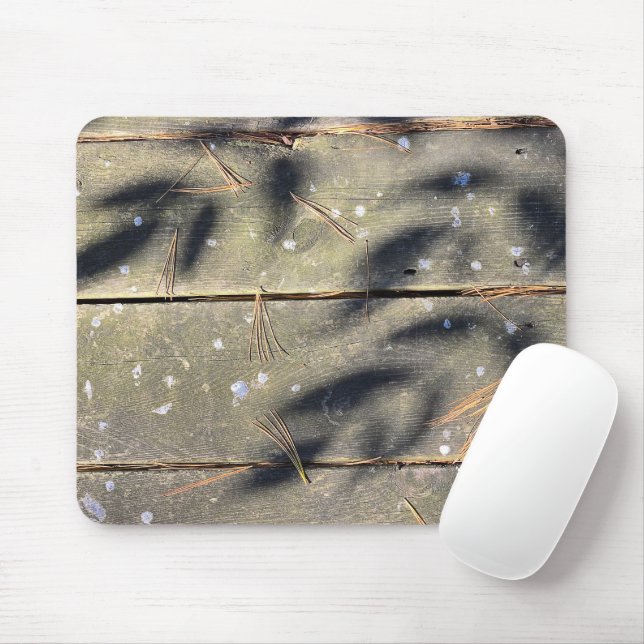 Alfombrilla De Ratón Sombras De Hojas En Madera (Con ratón)