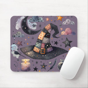 Alfombrilla De Ratón Sombrero de Bruja Caprichosa y Magia Celestial