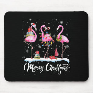 Alfombrilla De Ratón Sombrero de Navidad Alegre Santa Flamingo Luz Navi