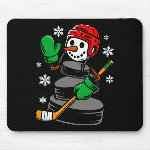 Alfombrilla De Ratón Sombrero de Santa de Hockey Muñeco de Nieve Navida