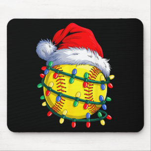 Alfombrilla De Ratón Sombrero Santa Softbol Navidad Softbol Navidad Li