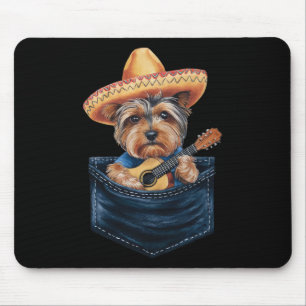Alfombrilla De Ratón Sombrero Yorkshire Terrier Dog Jugando Guitarra Ci
