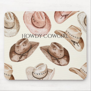 Alfombrilla De Ratón Sombreros de vaquera vaquero marrón beige rosa