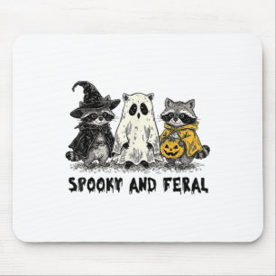 Alfombrilla De Ratón Sombreroso Y Feral Raccoon Halloween Sombrerosa Te