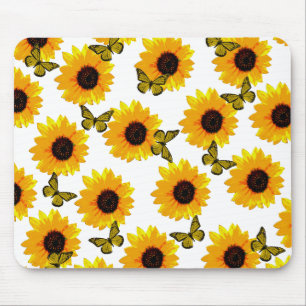 Alfombrilla De Ratón Sombrillas Y Mariposas Amarillas, Mousepad