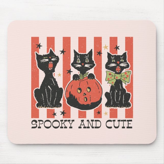 Alfombrilla De Ratón Sombrío y lindo - Gato negro y calabaza (Frente)