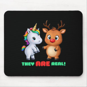 Alfombrilla De Ratón ¡Son reales! Rudolph conoce a Unicorn Holiday Chri