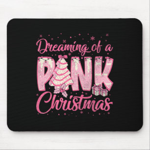 Alfombrilla De Ratón Soñando Con Un Pastel De Árbol De Navidad Rosa, Di