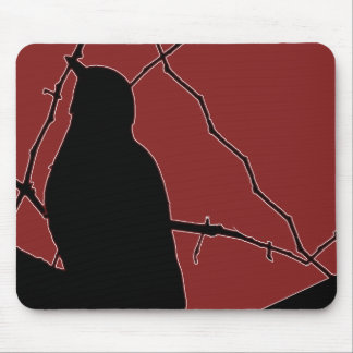 Alfombrilla De Ratón Song Bird Black Silhouette en Maroon