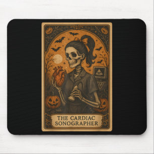 Alfombrilla De Ratón Sonografista cardíaco de Halloween Tarot Card Esqu