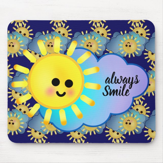 Alfombrilla De Ratón Sonreír Siempre Sunshine Kawaii Diversión Motivado (Frente)