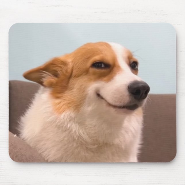 Alfombrilla De Ratón Sonriente Corgi Meme Mouse Pad (Frente)