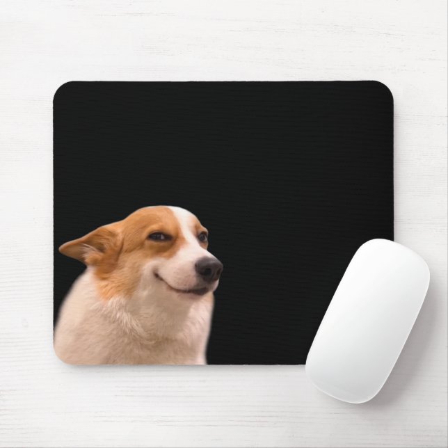 Alfombrilla De Ratón Sonriente Corgi Meme Mouse Pad (Con ratón)