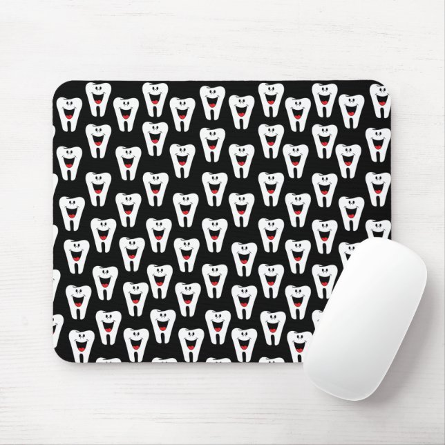 Alfombrilla De Ratón Sonrisas de dientes, almohadilla de ratón negro pa (Con ratón)