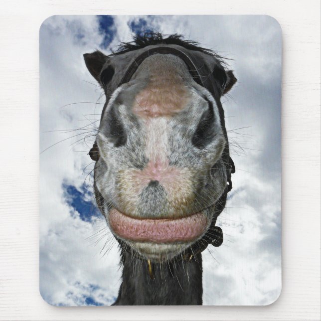 Alfombrilla De Ratón Sonrisas divertidas del caballo (Frente)