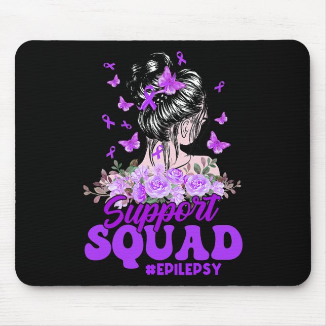 Alfombrilla De Ratón Soporte Squad Messy Bun Mariposa Cinta Púrpura Ep (Frente)
