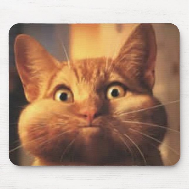 Alfombrilla De Ratón Sorprendido Gato Mousepad (Frente)