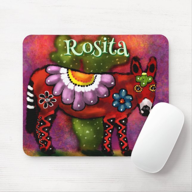 Alfombrilla De Ratón Southwest Talavera-Style Donkey Personalized (Con ratón)