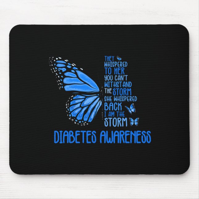 Alfombrilla De Ratón Soy la fuerte tormenta mariposa azul T1d Diabetes  (Frente)