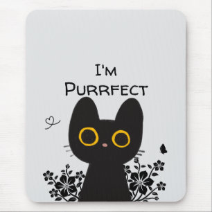 Alfombrilla De Ratón Soy un ratón perfecto de gato negro lindo