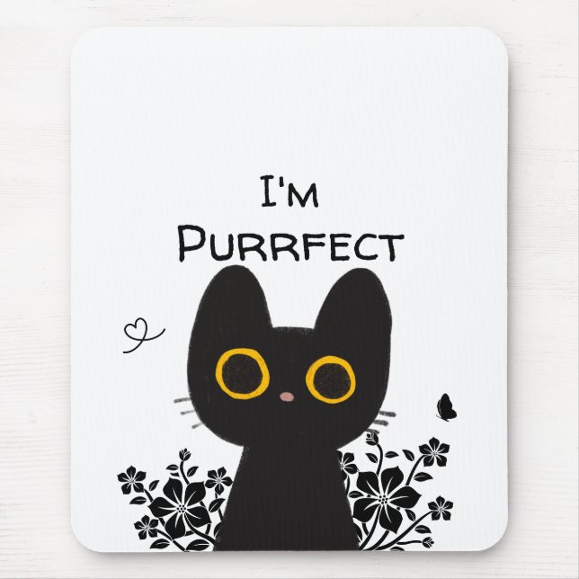 Alfombrilla De Ratón Soy un ratón perfecto de gato negro lindo (Frente)