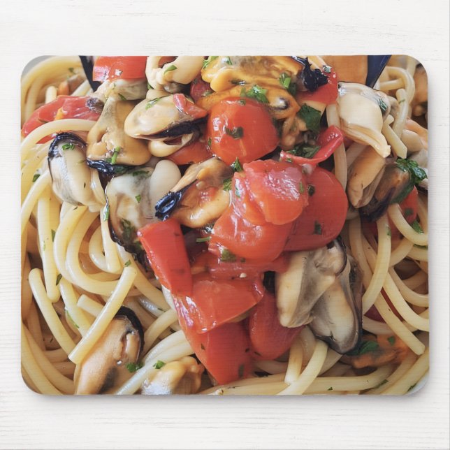 Alfombrilla De Ratón Spaghetti con tomates de mejillones Almohadilla de (Frente)