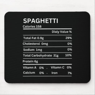 Alfombrilla De Ratón Spaghetti Nutrition Hechos Graciosos Día de Acción