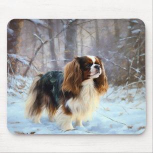 Alfombrilla De Ratón Spaniel de Juguete Inglés Deja que nieve Navidad