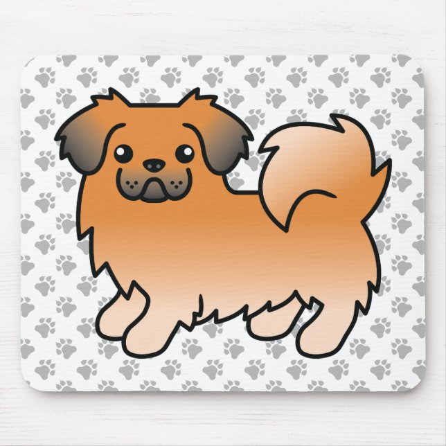 Alfombrilla De Ratón Spaniel Tibetano Sable Rojo Perro de Dibujos Anima (Frente)