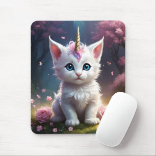 Alfombrilla De Ratón "Sparkle Paws: El encantador Gatito Unicornio"