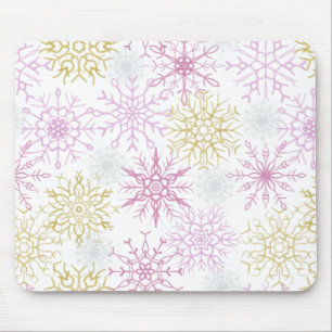 Alfombrilla De Ratón Sparkling Pink Snowflakes