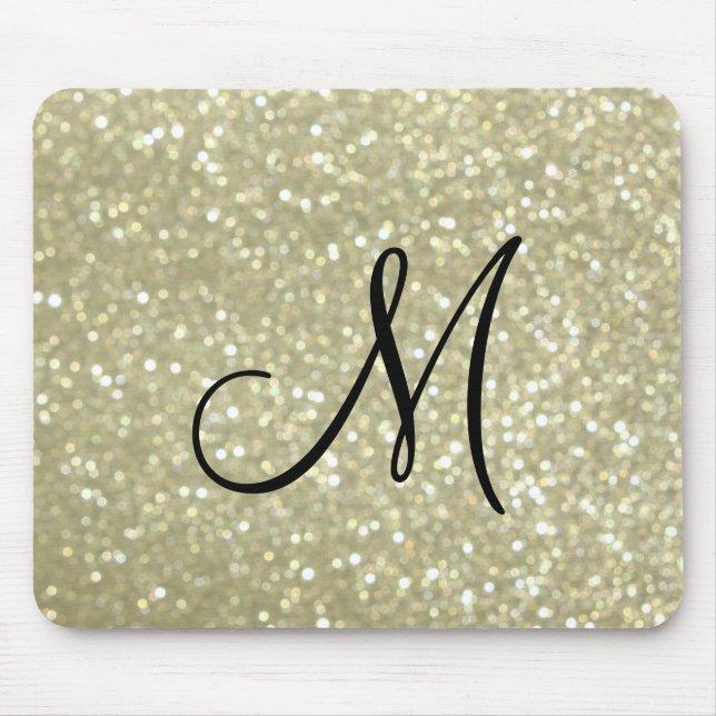 Alfombrilla De Ratón Sparkly Gold Monogram Pad Mouse Pad (Frente)
