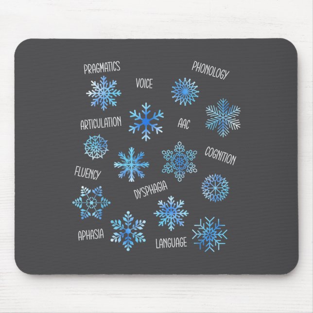 Alfombrilla De Ratón Speech Therapy Snowflake Winter Vocabulary Theme F (Frente)