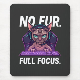 Alfombrilla De Ratón Sphynx Cat Gamer Full Focus Neon Art