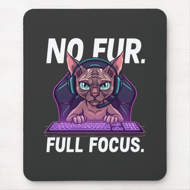Alfombrilla De Ratón Sphynx Cat Gamer Full Focus Neon Art (Frente)