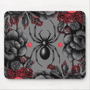 Alfombrilla De Ratón Spider Floral diseño estilo gótico