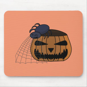 Alfombrilla De Ratón Spider in the web in the halloween pumpkin