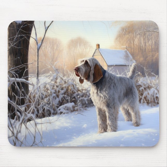 Alfombrilla De Ratón Spinone Italiano Deja Que Nieva A Los Navidades (Frente)