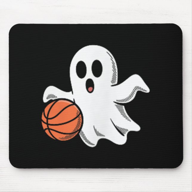 Alfombrilla De Ratón Spooky Ghost Playing Basketball Retro Halloween Co (Frente)