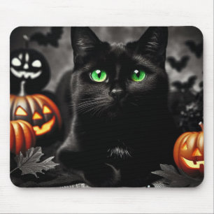 Alfombrilla De Ratón Spooky Halloween Black Cat Mouse Pad