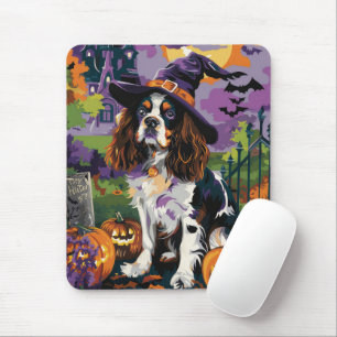 Alfombrilla De Ratón Spooky Springer Spaniel Halloween Witch Pumpkin