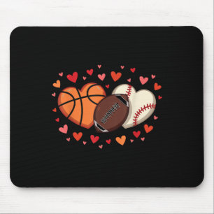 Alfombrilla De Ratón Sports Love Heart Football Basketball Valentine