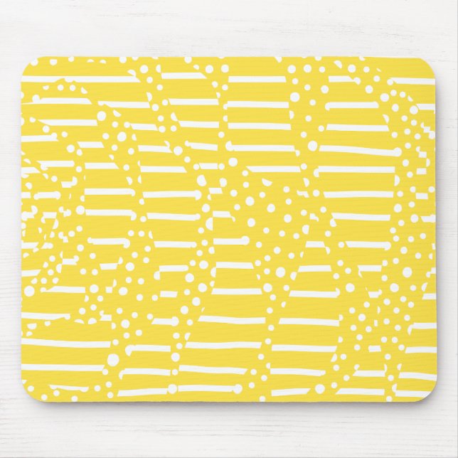 Alfombrilla De Ratón Spots and Stripes 2 - Amarillo limón y blanco (Frente)