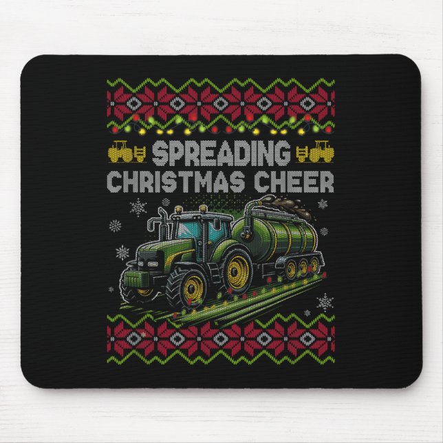 Alfombrilla De Ratón Spreading Christmas Cheer Farming Tractor Ugly Swe (Frente)