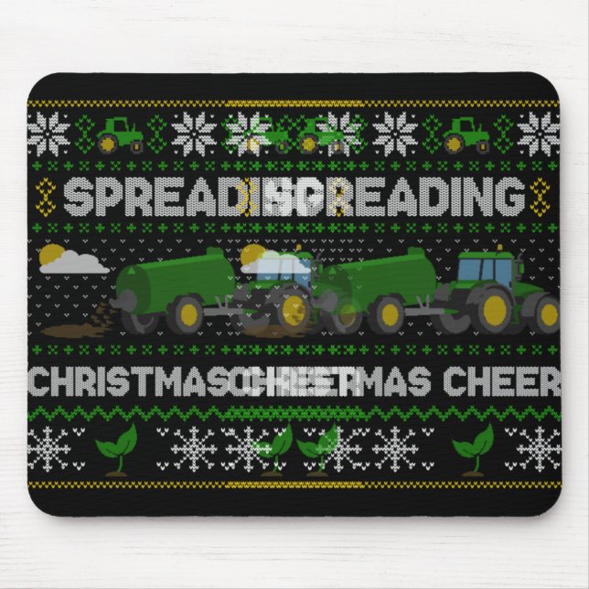 Alfombrilla De Ratón Spreading Christmas Cheer Farming Tractor Ugly Swe (Frente)